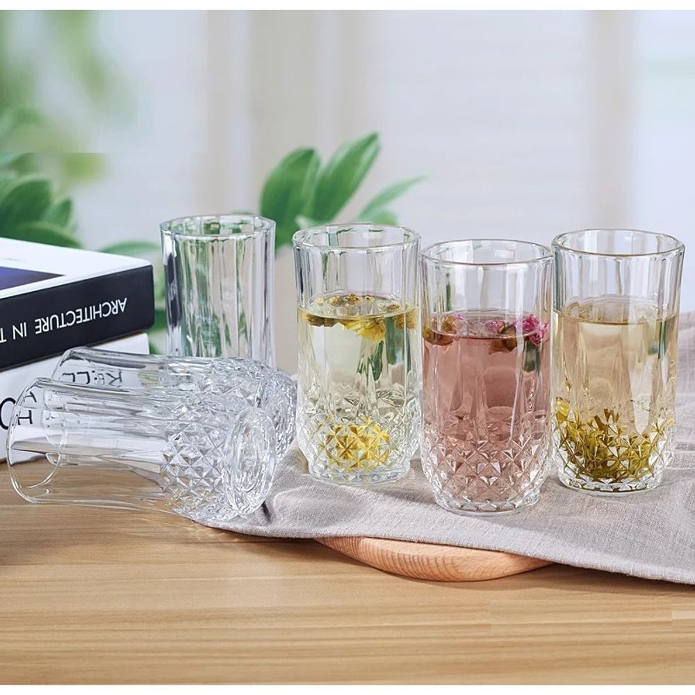 Diamond Pattern Water Glass 6 Pcs Set