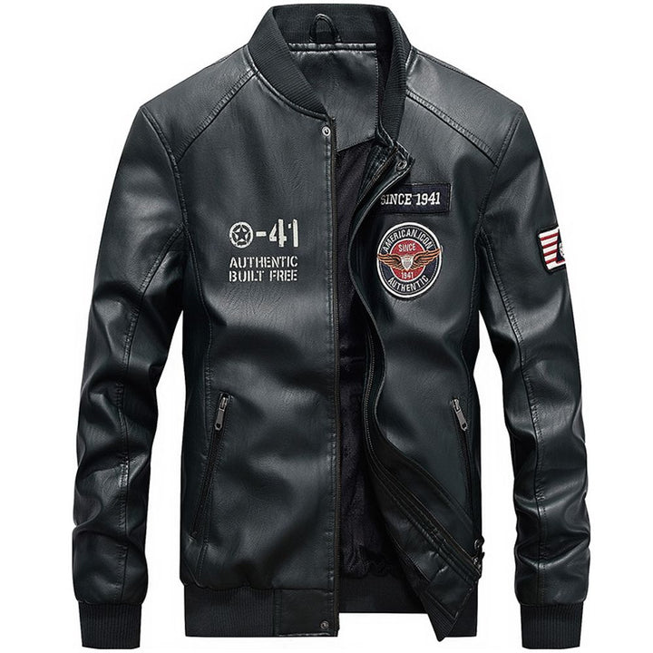 Mens Plush Leather Riding Jacket