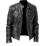 Mens Collor Slim Leather Jacket