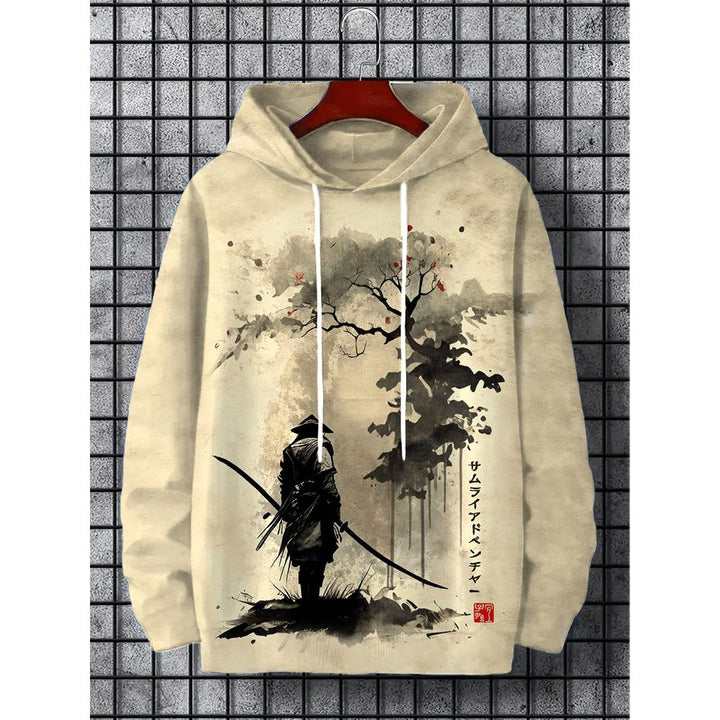 Mens Japan Ink Samurai Art print Hoodie