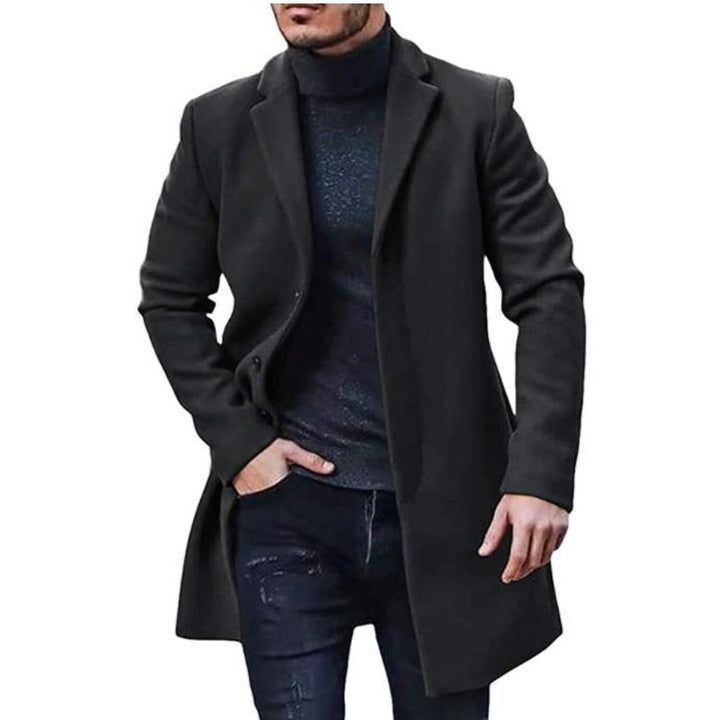 Mens Windbreaker Woolen Long Coat