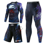 3 Pcs 3d Wolf Printed Gym Wear Compression Suit