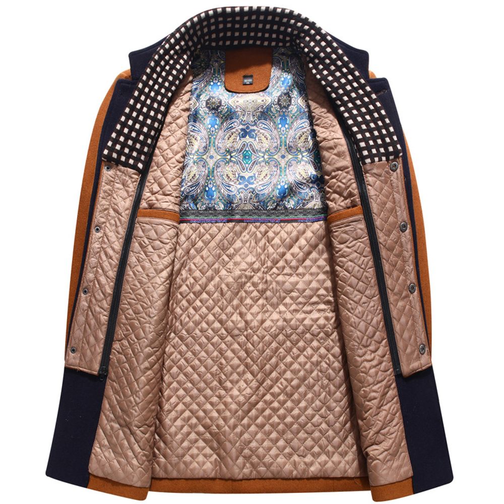 Mens Woolen Thick Scarf Collar Coat