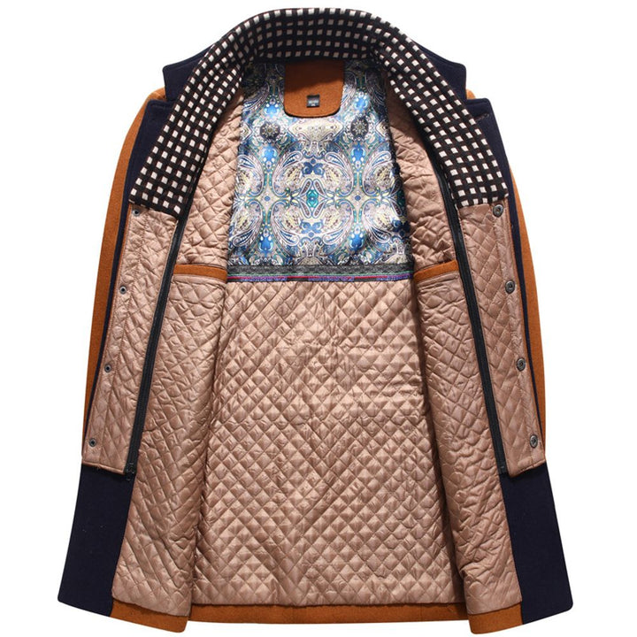 Mens Woolen Thick Scarf Collar Coat