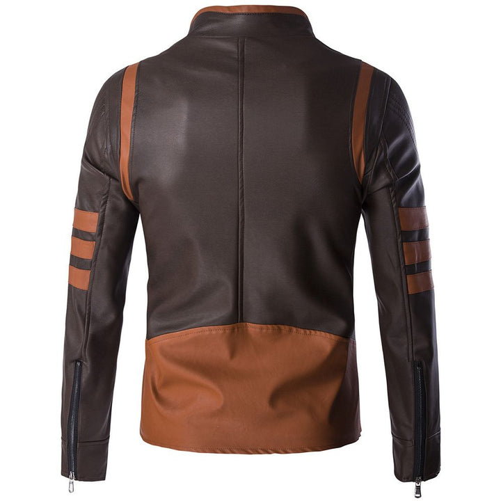 Logan Striped Panelled PU Leather Jacket