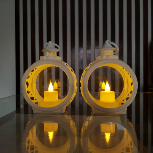 2 Pcs LED Round Shape Candle Light Lantern
