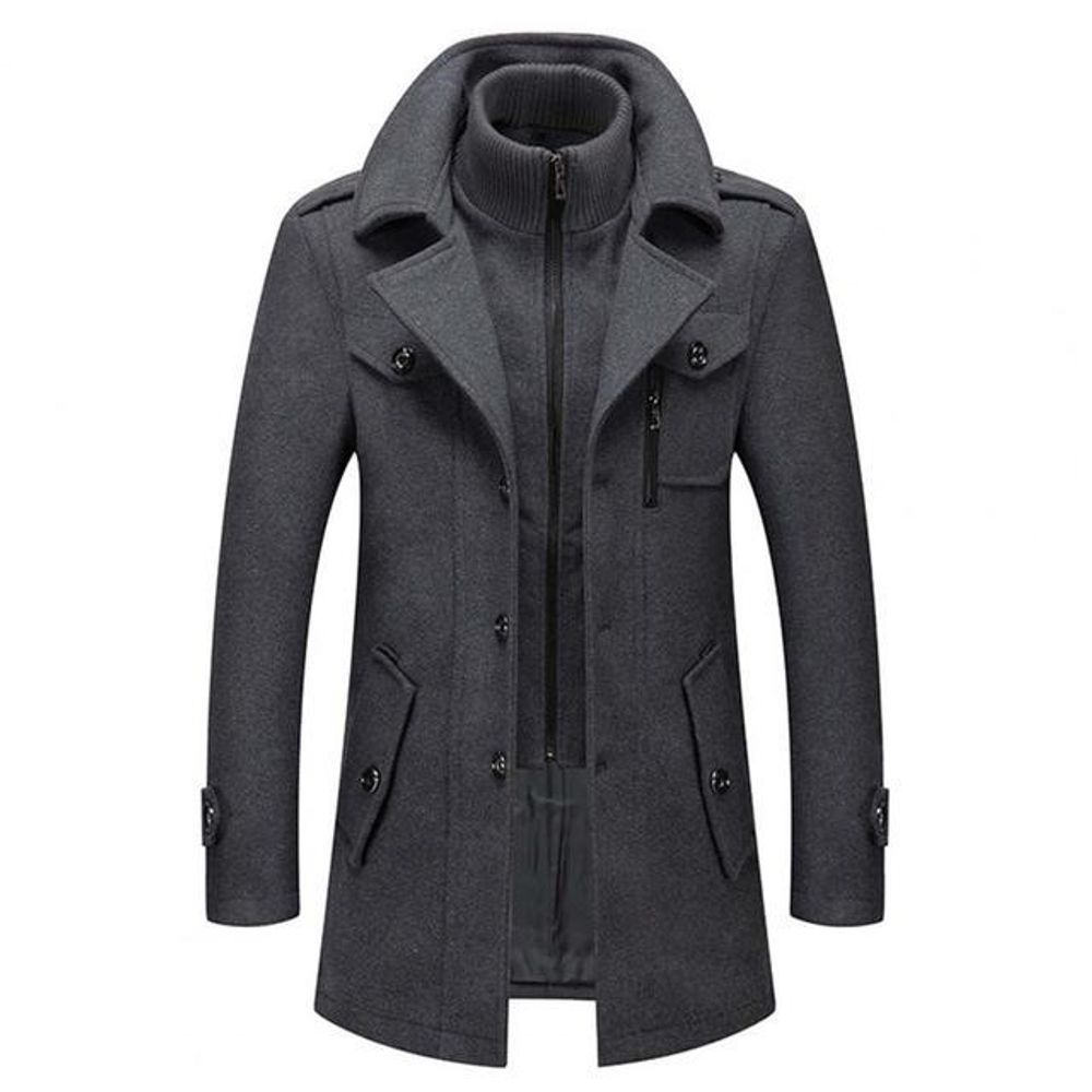 Mens Double Collar Thick Oversized Woolen Jacket