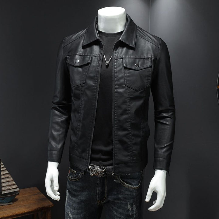 Mens Leather Velvet Thickened Jacket