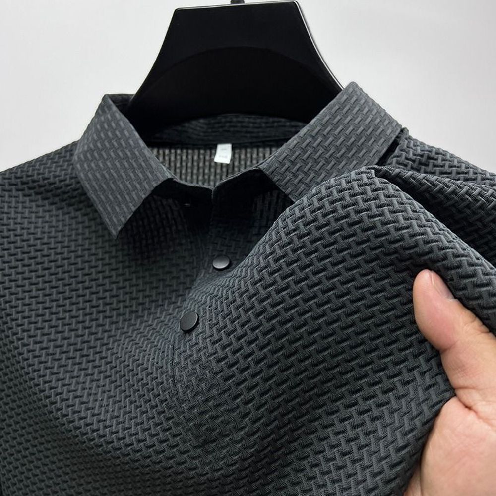 Mens Silk Mesh Collar T-shirt