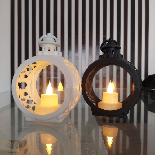 2 Pcs LED Round Shape Candle Light Lantern