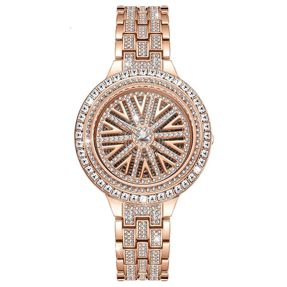 Rhinestone Ladies Spinning Quartz Watch