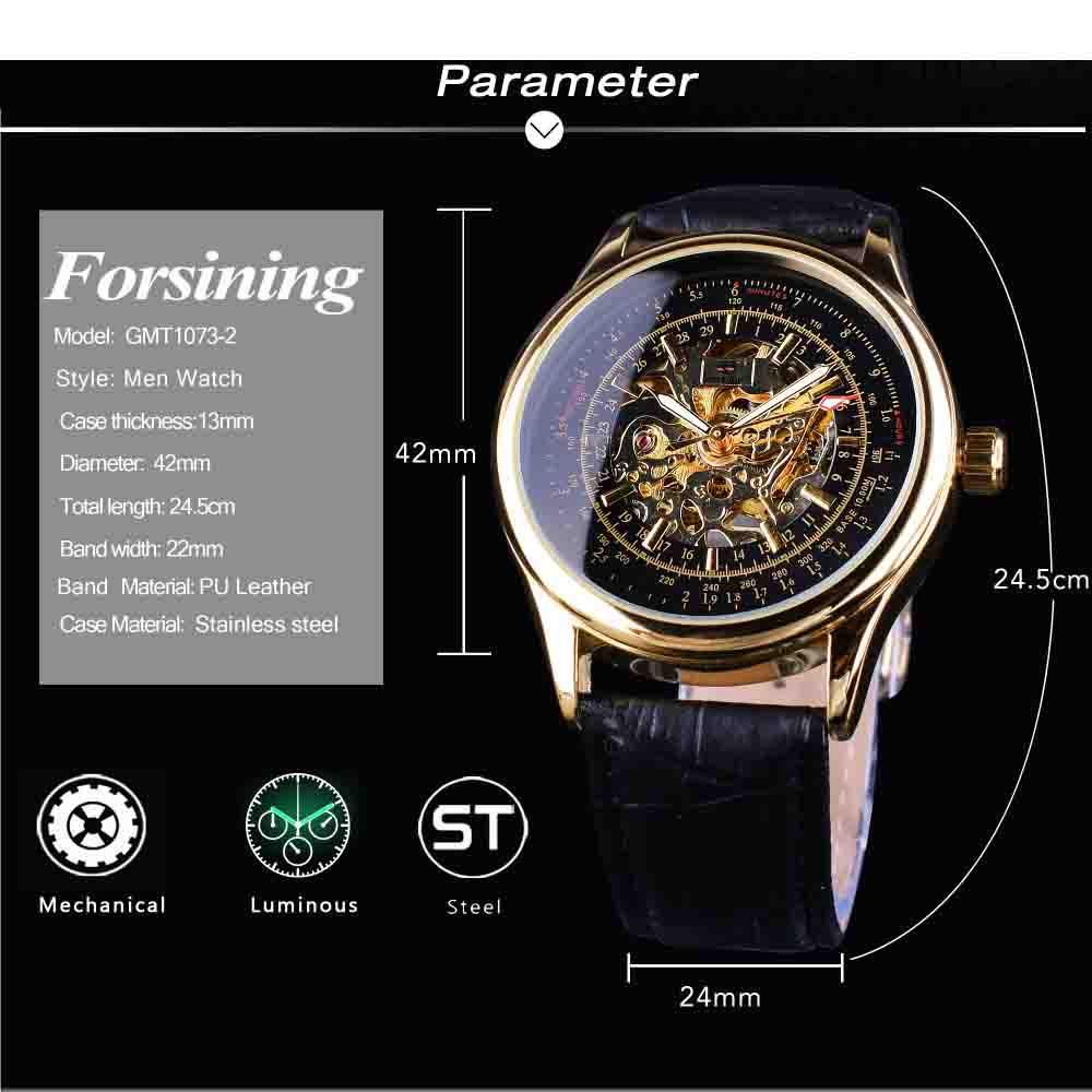 FORSINING Men's Retro Golden Watch