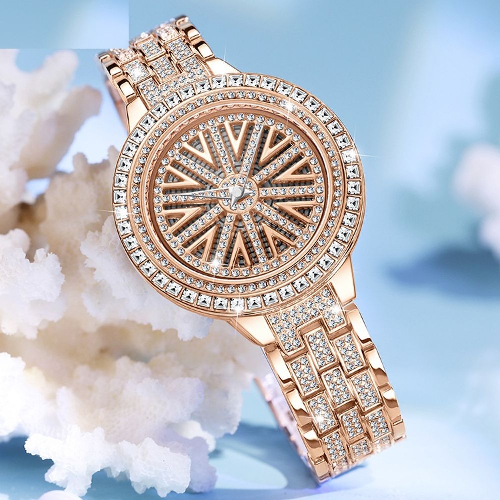 Rhinestone Ladies Spinning Quartz Watch