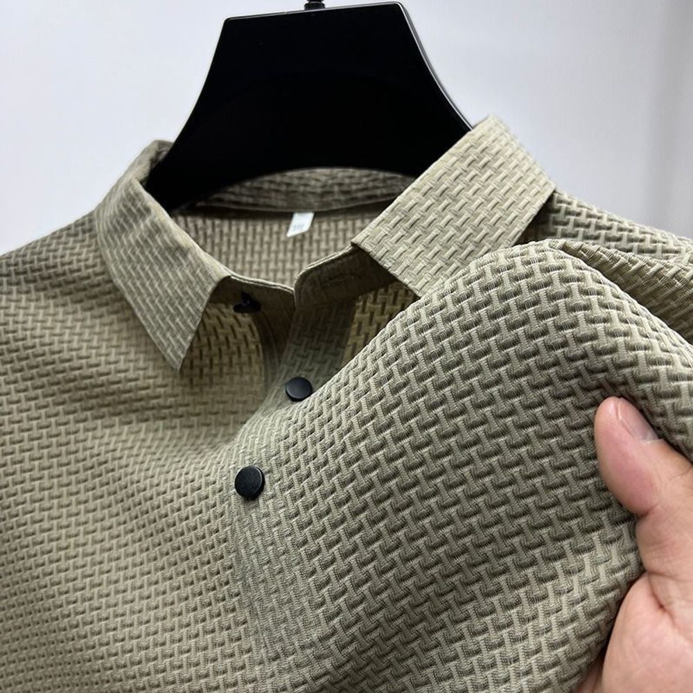 Mens Silk Mesh Collar T-shirt