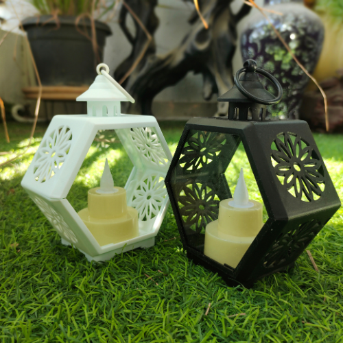 2 Pcs LED Hexagonal Candle Light Lantern