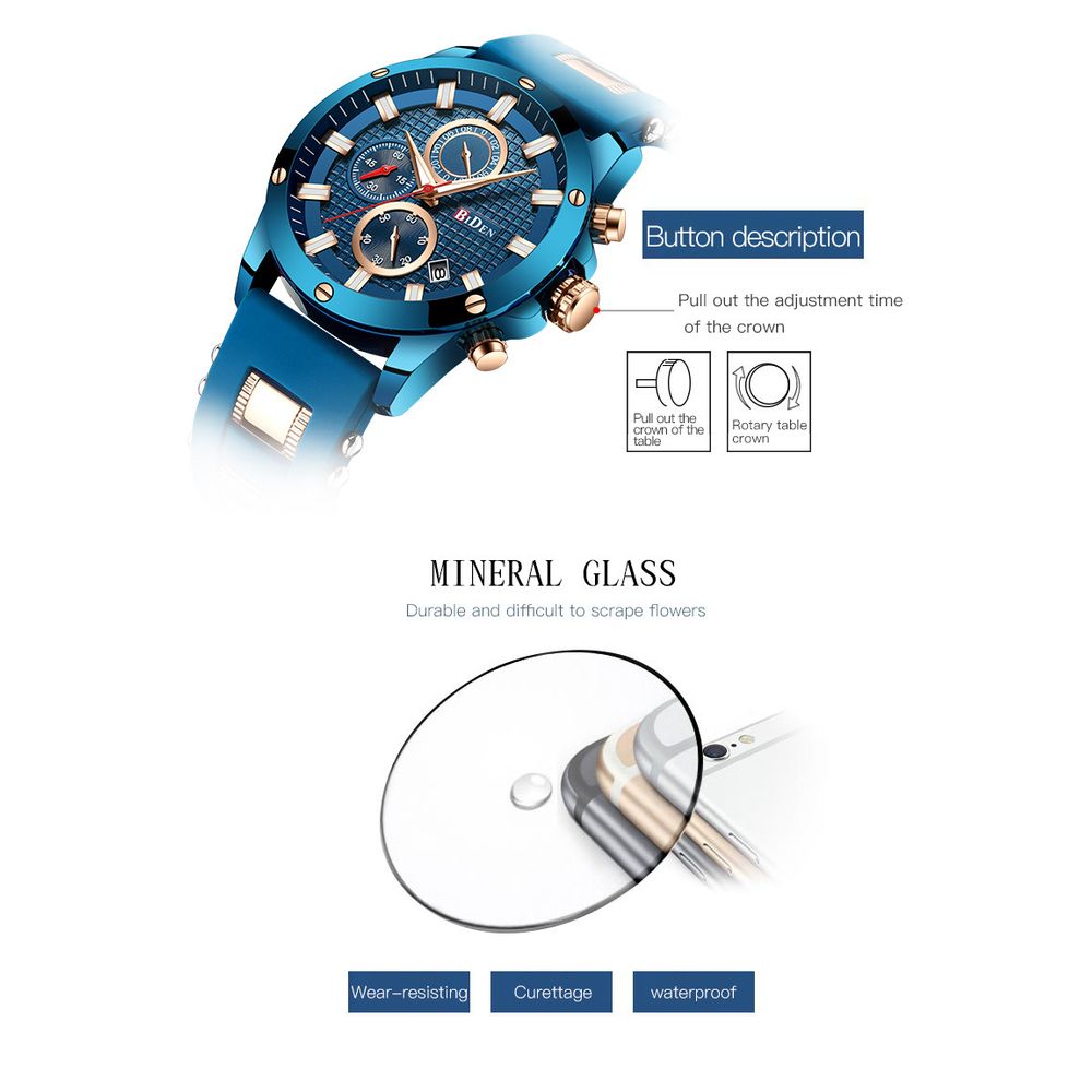 BIDEN Men's Luxury Luminous Display Watch