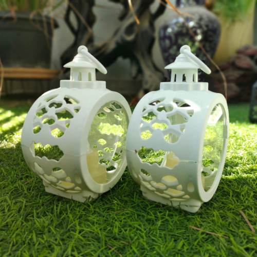 2 Pcs LED Round Shape Candle Light Lantern
