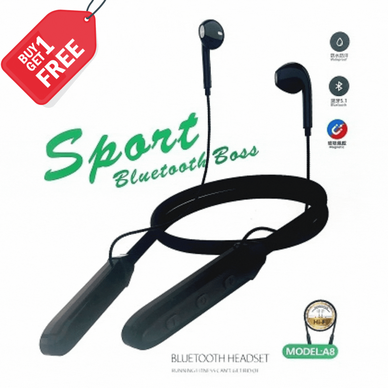 A8 Sport Bluetooth Headset BUY 1 GET 1