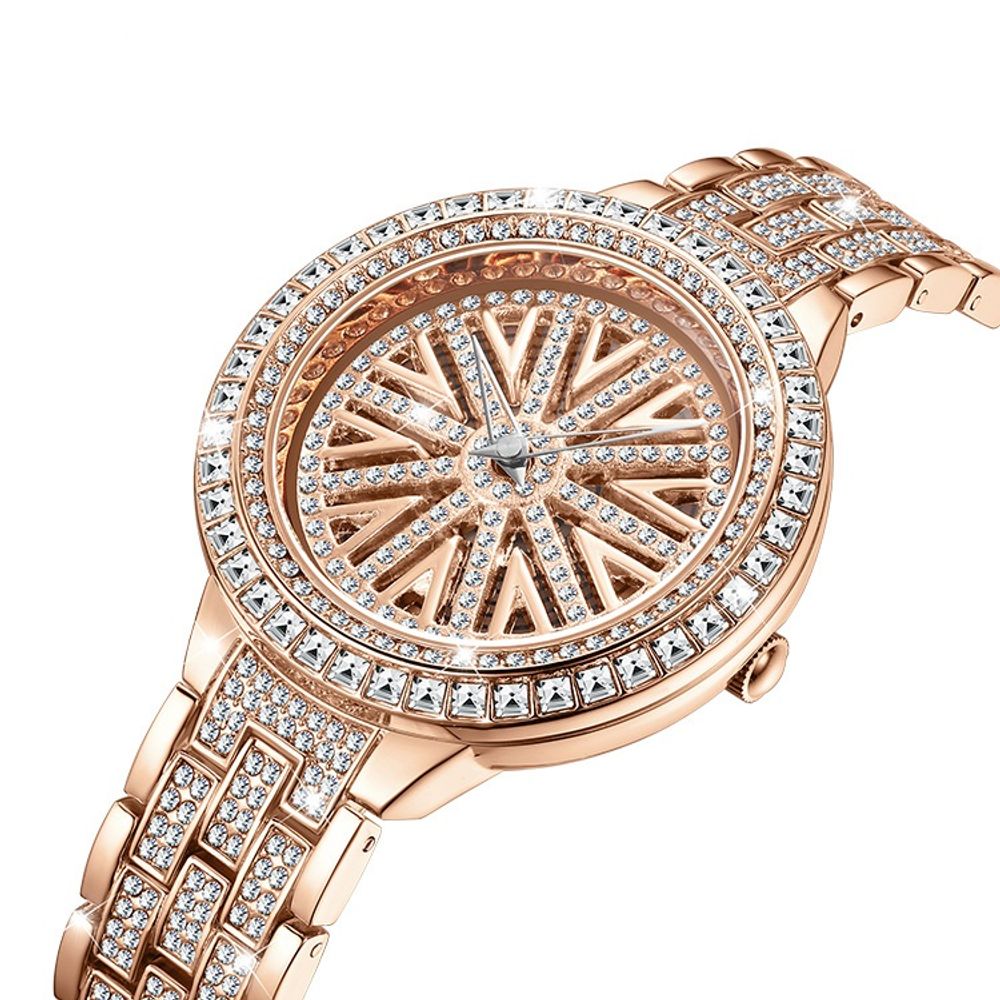 Rhinestone Ladies Spinning Quartz Watch